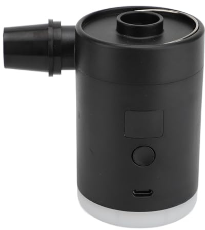 Luocute Pompa Portatile per Gommoni, Pompa Ad Aria Ricaricabile con Luce LED, Batteria 4000mAh, USB, Luce da Campeggio per Materasso, Piscina, Zattera (Black)