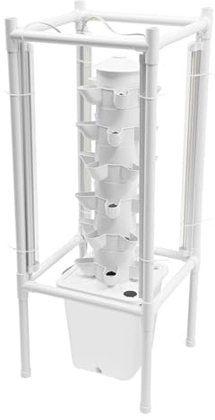 Xigner Torre idroponica a 30 fori, sistema idroponico a 6 piani, sistema di coltivazione aeroponica, con pompa per idratazione, serbatoio dell'acqua da 10 l, luci, struttura per piante per erbe