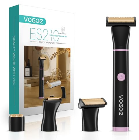 VOGOE Rasuradora Mujer Zona Intima, Afeitadora Mujer 3 en 1 para Cuerpo, Cara y Área del Bikini, Afeitadora Electrica Mujer Recargable, Compacta e Impermeable (Negro)