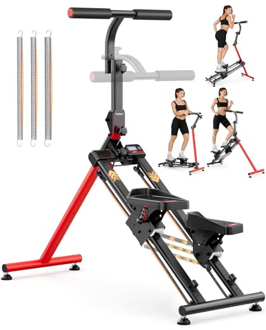 YOLEO Adjustable Resistance Stair Stepper, 3-Mode Folding Stairmaster,660LB | 77LB resistance, simulates climbing & hiking & skiing, oversized pedals, 90% pre-assembled, 3 Adjustable Angles, LCD monitor