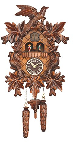 Trenkle Quarz Kuckucksuhr mit Musik 7-Laub, 3 Vögel TU 369 QMT HZZG