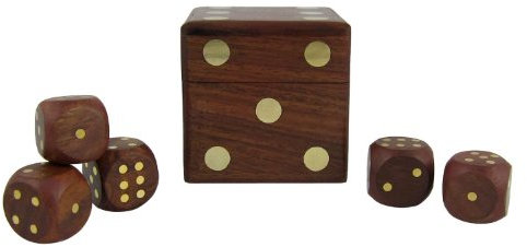 Weihnachtsgeschenke Würfel-Spiele Für Erwachsene Fünf Würfel Set Holzkiste Kreative Geschenkideen 6.4 Kubikzentimeter