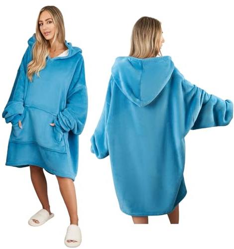 Sienna Hoodie Blanket, Mothers Day Gifts Ultra Soft Sherpa Fleece Warm Comfy Cosy Oversized Wearable Giant Sweatshirt Throw for Women Girls Adults Men Boys Kids Big Pocket - One Size