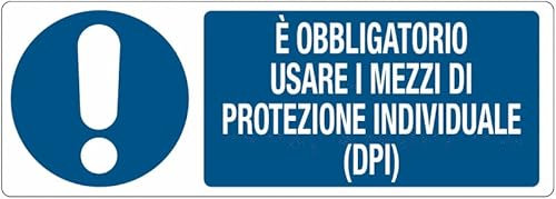 UNI - È obbligatorio usare i mezzi di protezione individuale (DPI) - CARTELLO SEGNALETICO ISO 7010 in Adesivo Resistente, Pannello in Forex o Pannello In Alluminio (PANNELLO IN FOREX 30X12 CM)
