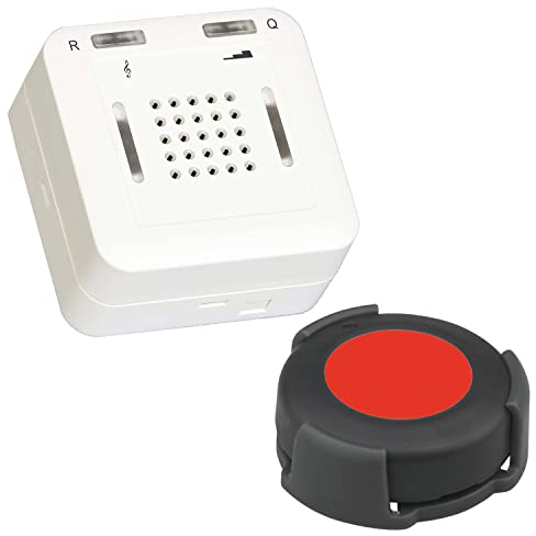 ELDAT - Mobiler Hausnotruf mit Notrufsendern und Quittierungsfunktion - Notrufknopf für Senioren - RS16 mit stationärem Druckknopfsender RT28 und Senderhalterung