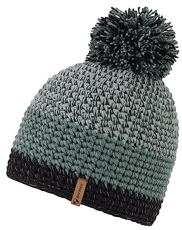 Ziener Unisex INTERCONTINENTAL Bommel-Mütze | gehäkelt Fleece-Futter dreifarbig, gray seal, Usex