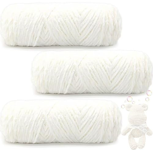 Maxee 300g(3×100g) Samtig Babywolle, Samt Velvet Wolle Chenille Garn, Kuschelweich Chenillegarn, Flauschige Weich Plüschwolle, Häkelgarn Wolle Zum Stricken & Häkeln