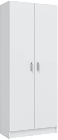 HOGAR24 ES Armario Escobero de 2 Puertas, Color Blanco, Medidas: 180x73x37 cm