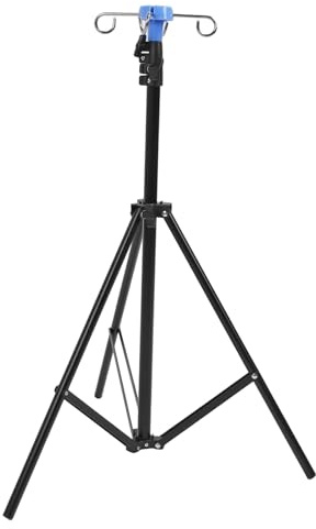 Haofy Portable IV Pole Stand with Adjustable Height, Foldable Tripod Base, 4 Hooks, Lightweight and Sturdy Material, for IV or Dialysis Bag, Wide Application (Black)