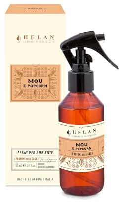 Helan Mou e Popcorn - Profumatore per Ambienti, Profumo Ambiente Spray con Latte Condensato, Mandorla, Pesca, Zucchero Integrale, Idee Regalo Deodorante e Profumatori Ambiente, 150 ml - Made in Italy