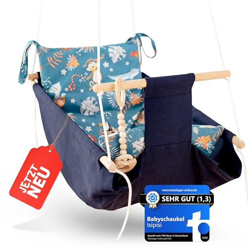 isipisi Babyschaukel | Baby Wippe für Babys von 6 Monate - 5 Jahre | Baby Schaukel Indoor & Outdoor mit OekoTex 100 Siegel | Baby Sachen für Neugeborene & Säuglinge | (blau)
