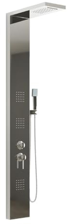 AMBRA WATER Colonna pannello doccia in acciaio inox con doccetta, flessibile e getti orizzontali massage modello sirio, cromato lucido