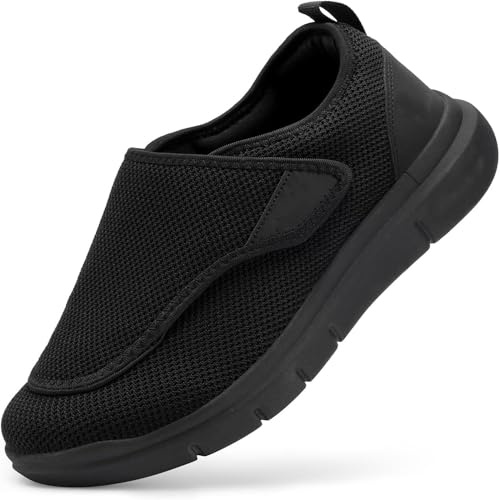 Chaussures orthopédiques Extra Larges pour diabétiques âgés avec Fermeture Confortables pour Pieds enflés Chaussures Pieds Larges (Noir, Système Taille Chaussures EU, Adulte, Numérique, Large, 40)