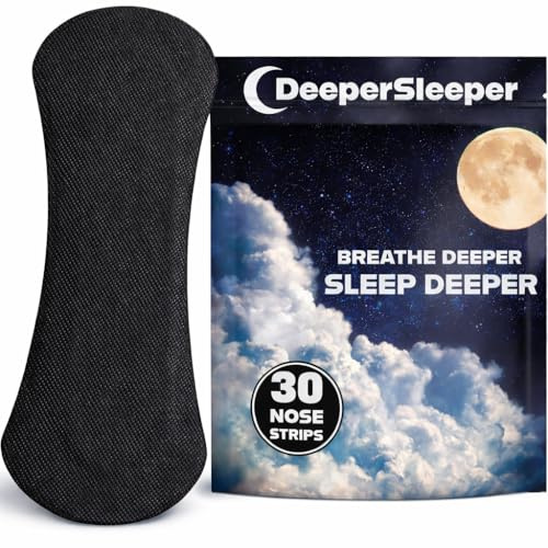 Black Nose Strips for Sleeping – Anti Snoring Nasal Strips for Better Breathing at Night – Strong Adhesive Nose Tape for Men & Women – 1 Month (30 Pack)