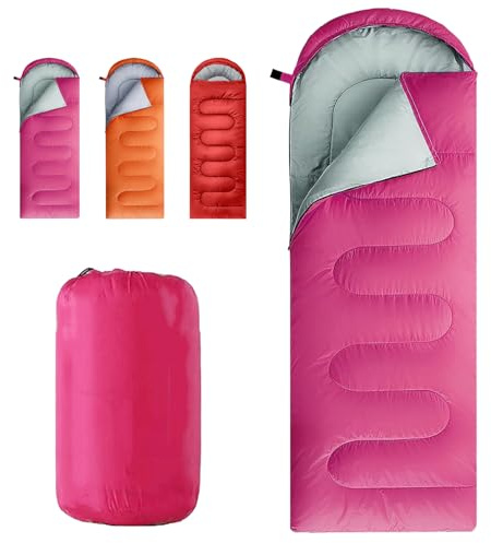 Sleeping Bag for Camping,Sleeping Bags for Adults Backpacking Waterproof,3 Seasons Adult Blanket,Small Packed Ultralight Carry Bag, Soft,Thick and Warm,for Outdoor Camping,Travel,Hiking (Rose red)