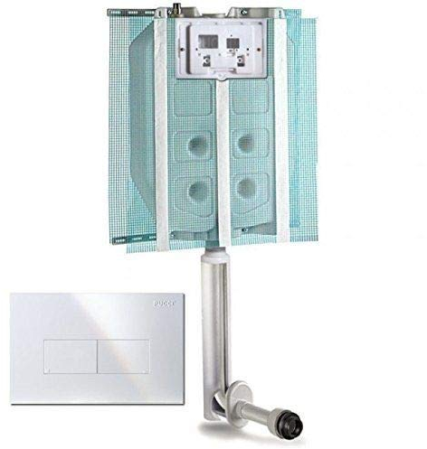 CASSETTA A MURO ECO PUCCI DA INCASSO DOPPIO PULSANTE PLACCA BIANCA 9L