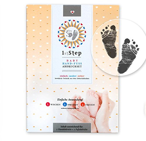 Set de impresión de bebé mágico – 14 x 10,5 cm (aprox. A6) – sin color, sin yeso, directamente sobre papel recubierto (6 unidades). DeBaby's 1st Step.