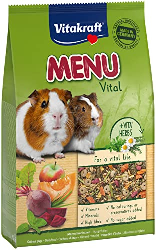 Vitakraft Menü Vital, Meerschweinchen Futter, mit Apfel, mit Kürbis, mit Roter Beete, angereichert mit Kräutern, ohne Zusatz von Zucker und Getreide (1x 5kg)