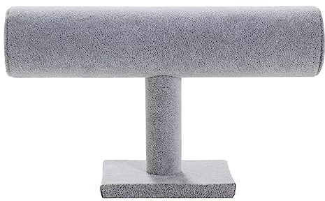 Bocar Grey Velvet Bracelet Display Stand T-Bar Display Holder Organizer (DCJ-grey)