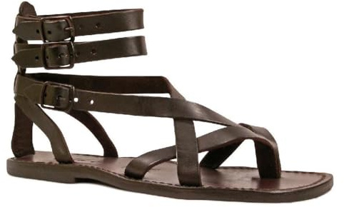 Sandali Gladiatore Uomo in Pelle Color Testa di Moro - 564 U Moro - Taglia: EU 44