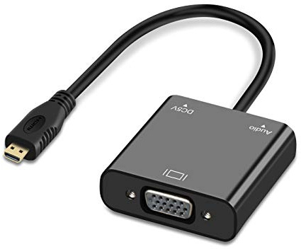 avedio Links Micro HDMI to VGA Adapter, Active Micro HDMI to VGA Video Converter Cable with 3.5mm Stereo Audio, (Male to Female) Compatible with Laptop, Projector, HDTV, Chromebook