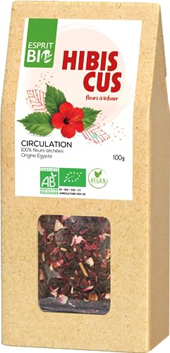 Esprit Bio - Hibiscus Bio A Infuser - Vrac - 100g - Contibue A Une Bonne Circulation Sanguine