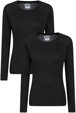 Mountain Warehouse Talus Damen Rundhals Baselayer-Top - Multipack Schwarz (2er Pack) Damengröße EU 40