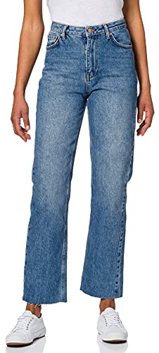 NA-KD Vaqueros Rectos de Cintura Alta con Dobladillo Sin Jeans para Mujer, 42