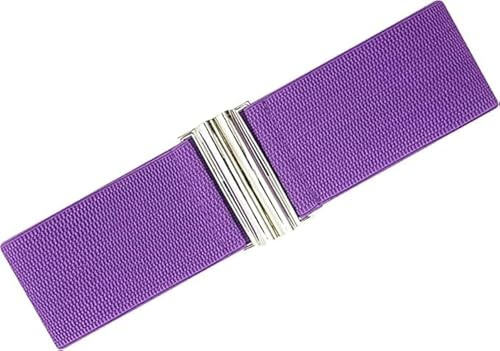 Ro Rox Damen Breiter Elastischer Taillengürtel im Retro Vintage Stil – Stretchgürtel für Kleider, 50er Jahre – Moderne Schnalle, Mehrere Farben - Lila (M)