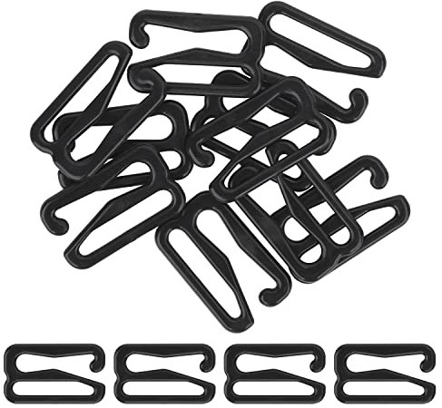 KAM 20 Hebillas ajustadoras de Correa de Sujetador de plástico Tri-Glide con Hebilla Deslizante, Ganchos Ajustables para Sujetador 13B, Cierre de Gancho Deslizante de lencería Negro