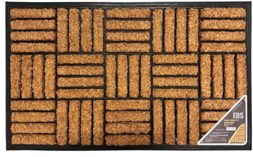 EDS Coco Coir Door Mat with Rubber Backing Floor Mat Outdoor Mat Heavy Duty Doormats Shoe Scrapper Removes Grass and Dirt, for Front Door, Patio and Entrance (45 X 75 CM) (PACK OF 1)