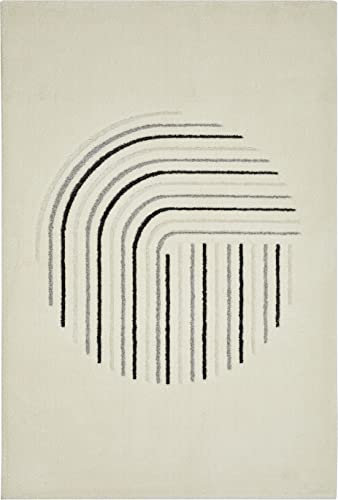 -LUXOR- living Teppich Enna im modernen Design Hoch-Tief Effekt ideal für Wohnzimmer Esszimmer 120 x 170 cm Creme