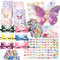 zycBernoi 110 Stück Schmetterling Party Mitgebsel Kindergeburtstag Mädchen Tüten Kindergeburtstag Einladungskarte Mask Schnapparmband Kinder Tattoos Aufkleber