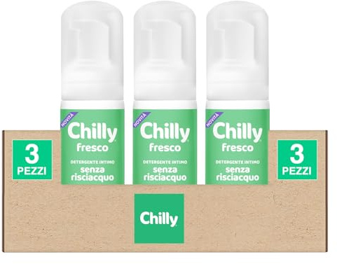 Chilly Färsk intim mousse-rengöring utan sköljning Uppfriskande Snabb Hygien Anti-Luktformel pH 5 Daglig användning gynekologiskt testad - 3 flaskor på 100 ml