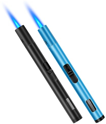 LcFun 2 accendini jet, 6,5-in, accendino a gas, ricaricabile, antivento, lungo, per barbecue, candele, campeggio, camino. (venduto senza gas butano)