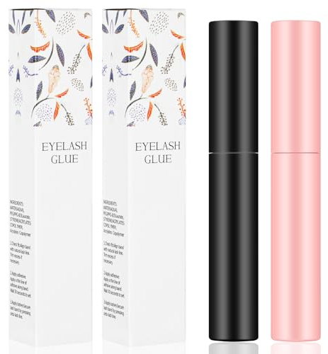 Colla per Extension Ciglia, 2 Pezzi 5ml Colla per Ciglia Finte Eyelash Glue Asciugatura Rapida, Colla Adesiva per Ciglia 24 Ore, Lash Adhesive a Lunga Durata