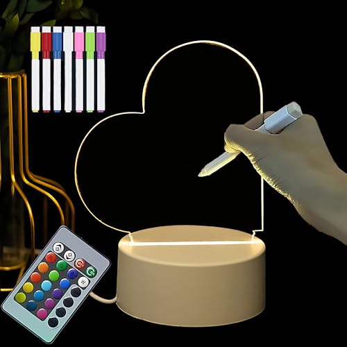 LELYFIT Veilleuse Personnalisée, 16 Couleurs LED, Lampe Créative, écriture, Effaçable, Veilleuse à Illusion, Télécommande, Cadeau Personnalisé Pour Parents, Amis, Enfants