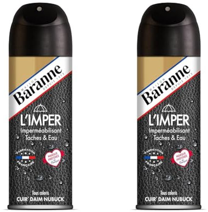 Baranne - Impermeabilisant Taches et Pluie Tout Cuirs Véritables - Imperméabilisant Chaussure - Préserve la Souplesse des Matières - Pulvérisateur - 200ml (Lot de 2)
