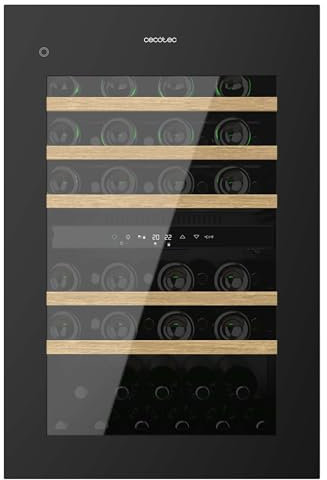 Cecotec Vinoteca Integrable 57 Botellas Bolero Grandsommelier Duo 57000 Touch Black. Acabado En Negro,Enfriamiento Silencioso (38Db) Y Panel De Control Táctil Led