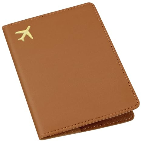 ILIYAH PU Cuir Porte-Passeport Housse pour Femmes Hommes Cartes de Crédit Cartes d’embarquement Porte-Passeport de Voyage(Marron)