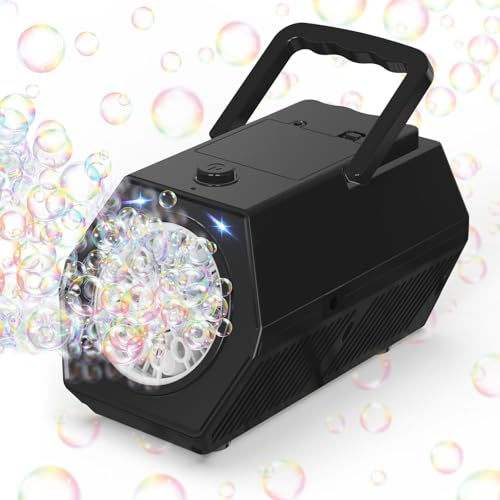 Machine à Bulles Professionnelle Automatique Portable Rechargeable USB - 10000 Bulles/Min, 2 Vitesses, Réservoir 240ML, Jouets à Bulles pour Enfants, pour Anniversaire/Mariage/Fête/Extérieur