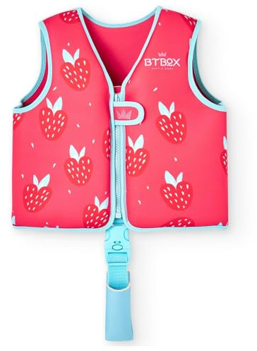 Chaleco Flotador Bebes - Natación, Piscina o Playa -Protección UPF 50+ -Neopreno de 5 mm -Doble Cierre de Seguridad - S (11-19 kg) - M (19-30 kg) (Strawberries, S)