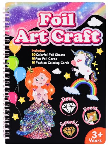 Cofvetia Kit de Diario de Bricolaje, Manualidades Infantiles con Foil, Creativo Kit Manualidades Niños, Regalos de Diario para Niñas de 3~8 Años, Set Scrapbooking para Niños (Estilo Princesa)