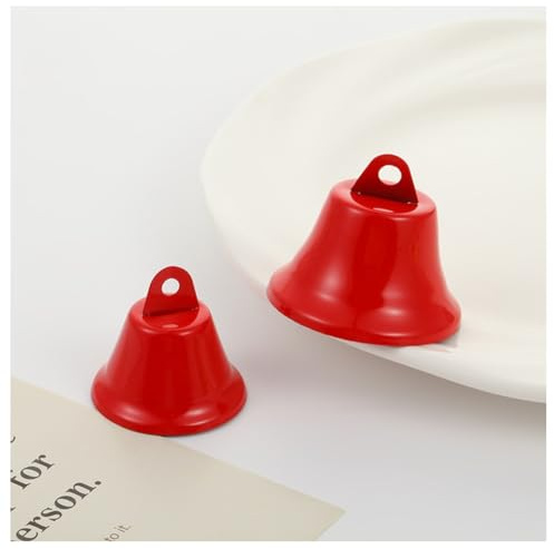Hrlace 20 stycken klockor julklockor jingle bells klockor för pyssel julklockor vackra koppar klockor för gör-det-själv vindklocka hundträning hantverk dekorationer julkrans röd 38 mm