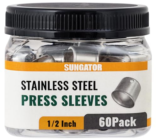 60 Pack 1/2 Pex Stainless Steel Press Sleeves, SUNGATOR 1/2'' Press Sleeves for 1/2 Inch Pex Pipe, Brass or Poly PPSU Pex Fittings