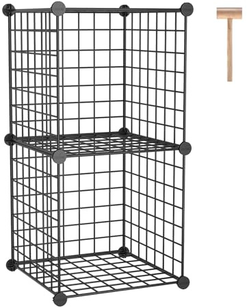 C&AHOME Wire Cube Storage, 2-Cube Storage Organizer Metal, C Grids Storage Bins Shelving, Modular Bookshelf Shelf, Closet Cabinet Ideal for Bedroom, Office 12.4”L x 12.4”W 24.8”H Black UWCS3002B