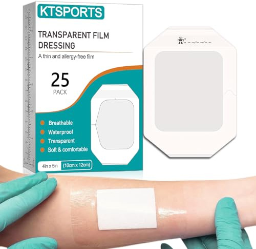 25 pezzi di medicazione pellicola 10 cm x 12 cm di bendaggio trasparente, sterile e traspirante, bende impermeabili per proteggere ferite, stretching fissaggio e follow-up per tatuaggi