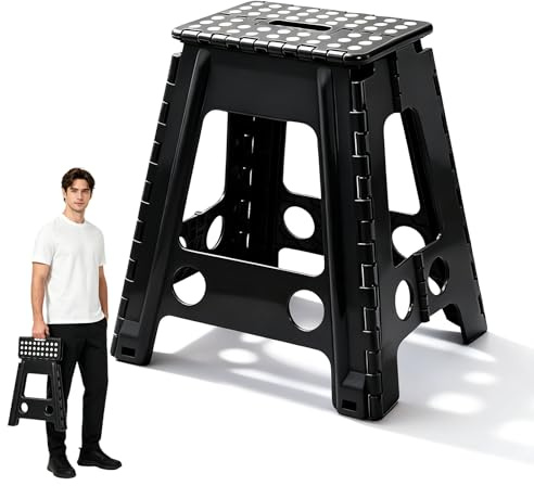 Taburete Plegable Portatil 45cm de Altura, Escalón Plegable, Taburetes Plegables, Resistente y Duradero, Escalón para Adultos y Niños,Silla para baño, Cocina y jardín