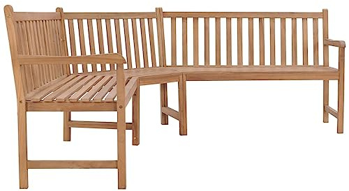 WHOPBXGAD Panchina da Giardino ad Angolo 185x185x90 cm in Massello di Teak, Panca Angolare Rustica per Esterni con Seduta Ampia, Resiste agli Agenti Atmosferici, Adatta per Terrazzo e Giardino