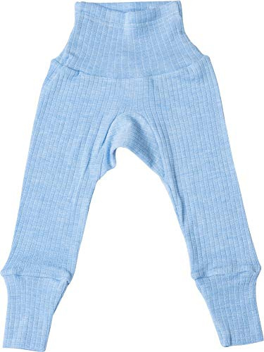 Cosilana Pantalones de bebé con cintura umbilical 45% algodón KBA 35% lana kbT 20% seda, Color azul., 74 cm-80 cm
